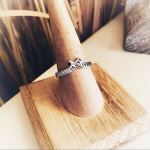 Love Waits Sterling Silver CZ Word Ring Sizes 6.5 & 8.5